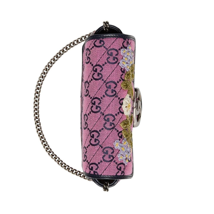 GG Marmont Pink Embroidery Super Mini Bag