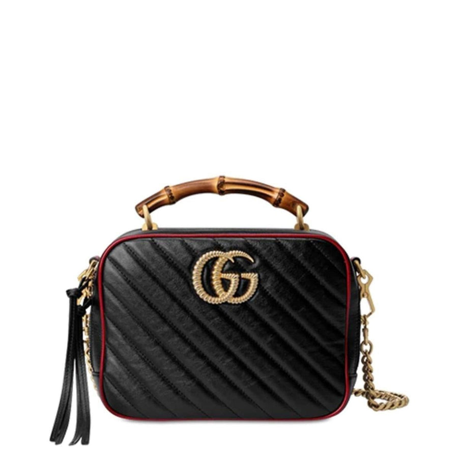 Gucci-GG Marmont Small Matelassé Shoulder Bag with Bamboo Handle - Runway Catalog