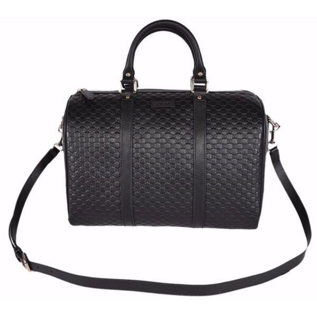 Gucci Microguccissima GG Black Leather Embossed Boston Bag 449646