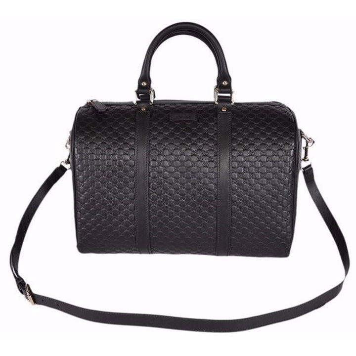 Gucci Microguccissima GG Black Leather Embossed Boston Bag 449646