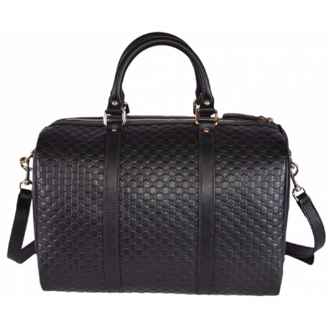 Gucci Microguccissima GG Black Leather Embossed Boston Bag 449646