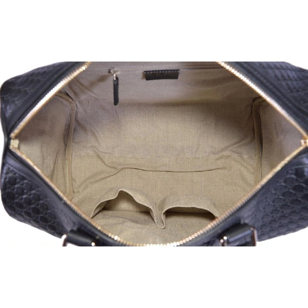 Gucci Microguccissima GG Black Leather Embossed Boston Bag 449646