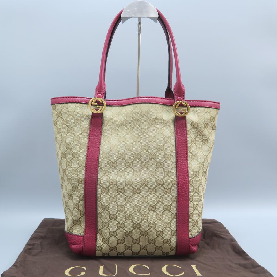 G*G Gg Supreme Beige&brown Canvas Tote