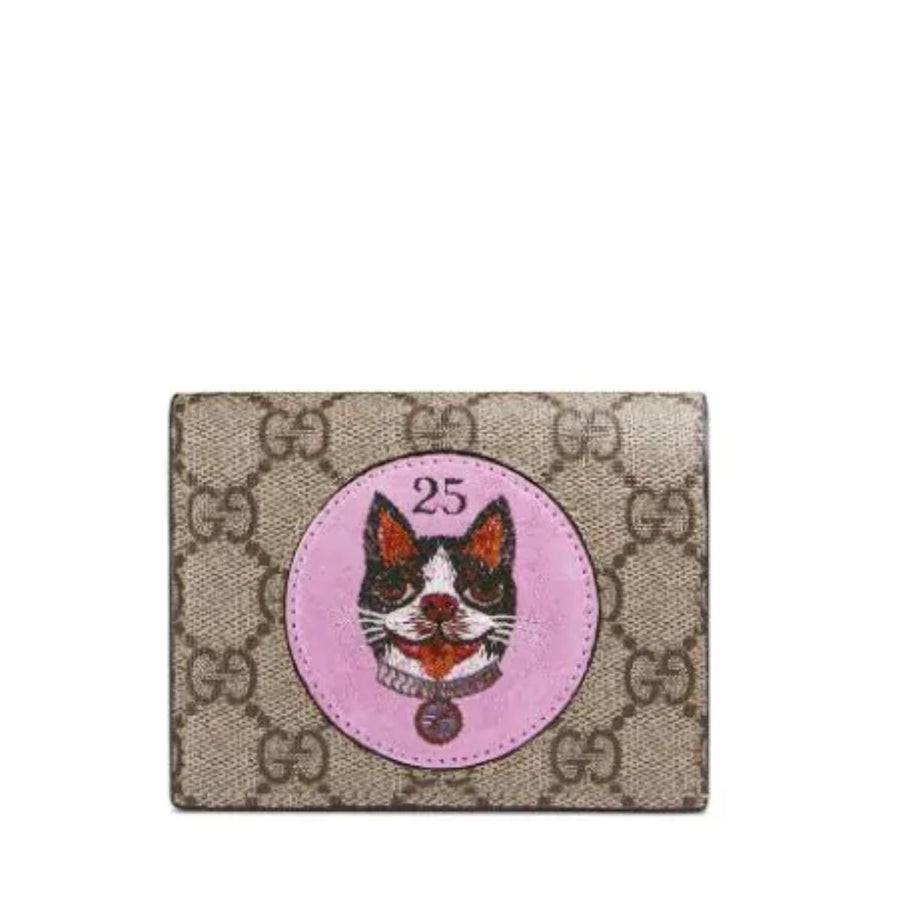 Gucci-GG Supreme Card Case Wallet with Bosco Patch - Runway Catalog