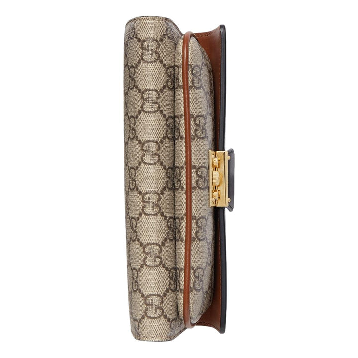 Gucci GG Supreme Monogram Black Padlock Continental Chain Wallet 658226