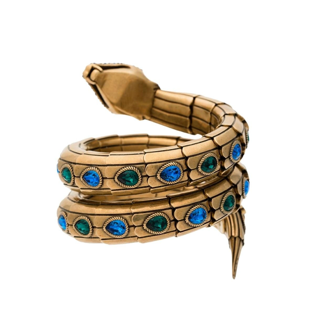 Gold-Plated Snake Wrap Crystal-embellished Bracelet