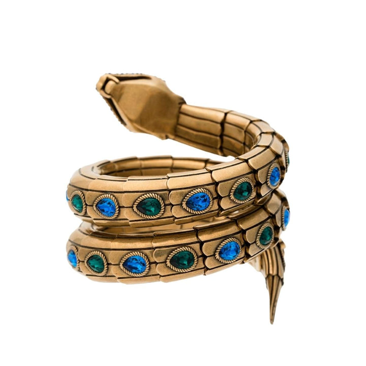 Gold-Plated Snake Wrap Crystal-embellished Bracelet