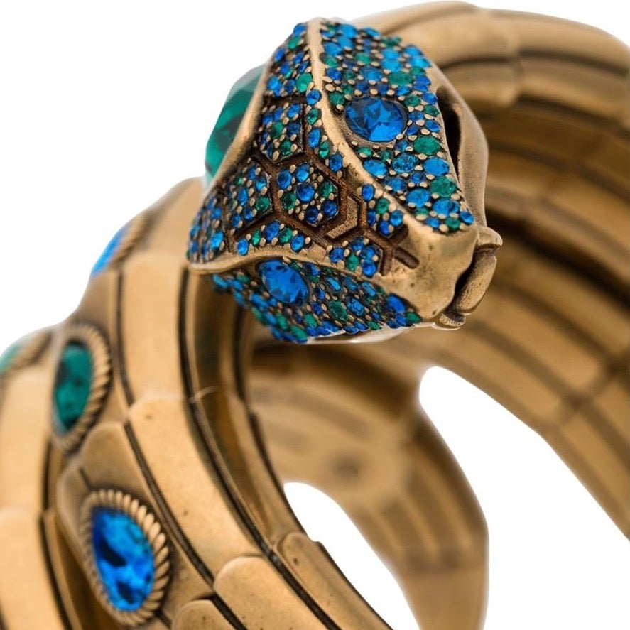 Gold-Plated Snake Wrap Crystal-embellished Bracelet