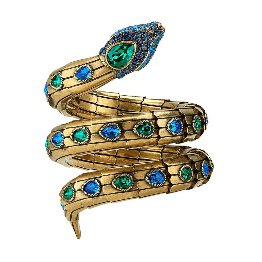 Gucci-Gold-Plated Snake Wrap Crystal-embellished Bracelet - Runway Catalog