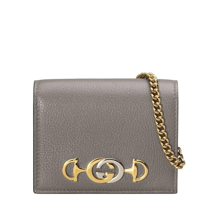 Gucci-Gray Zumi Grainy Card Case Wallet - Runway Catalog