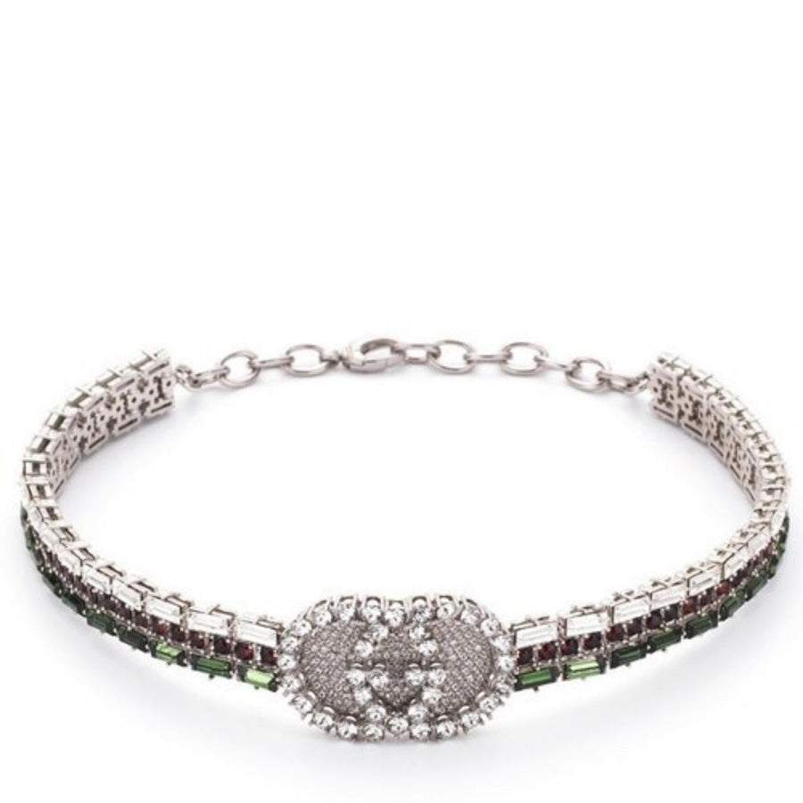 Gucci-Green Crystal-embellished Tennis Gg Choker - Runway Catalog