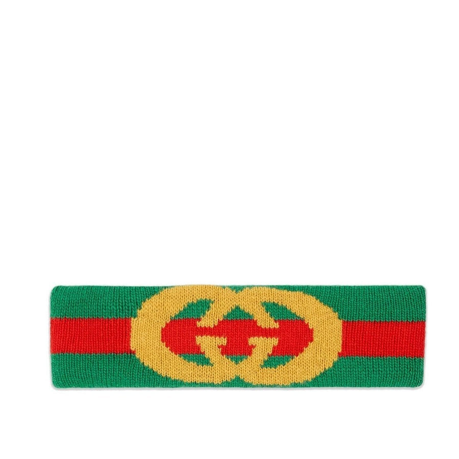 Gucci-Green Web Wool Headband Interlocking G - Runway Catalog