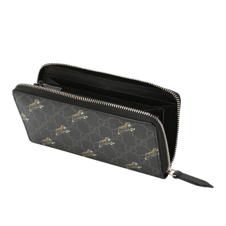 Gucci GG Supreme Canvas Grey Tiger Print Zip Around Wallet 575135