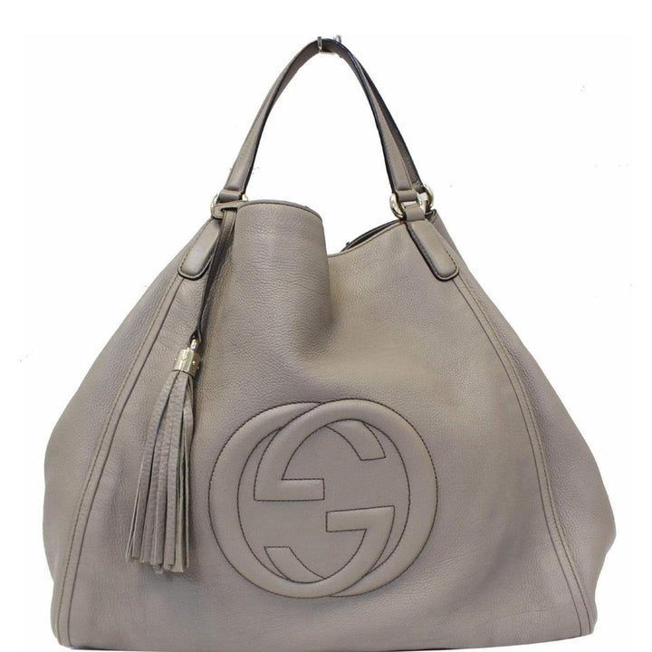 G*G Hobo Soho Leather Large Tote Taupe Shoulder Bag