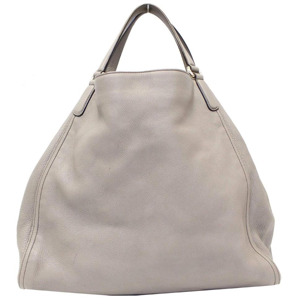 G*G Hobo Soho Leather Large Tote Taupe Shoulder Bag