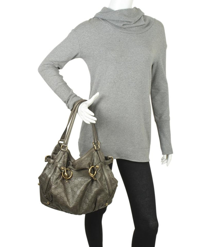 G*G Horsebit 203546 Jockey G*Gssima Grey Leather Tote