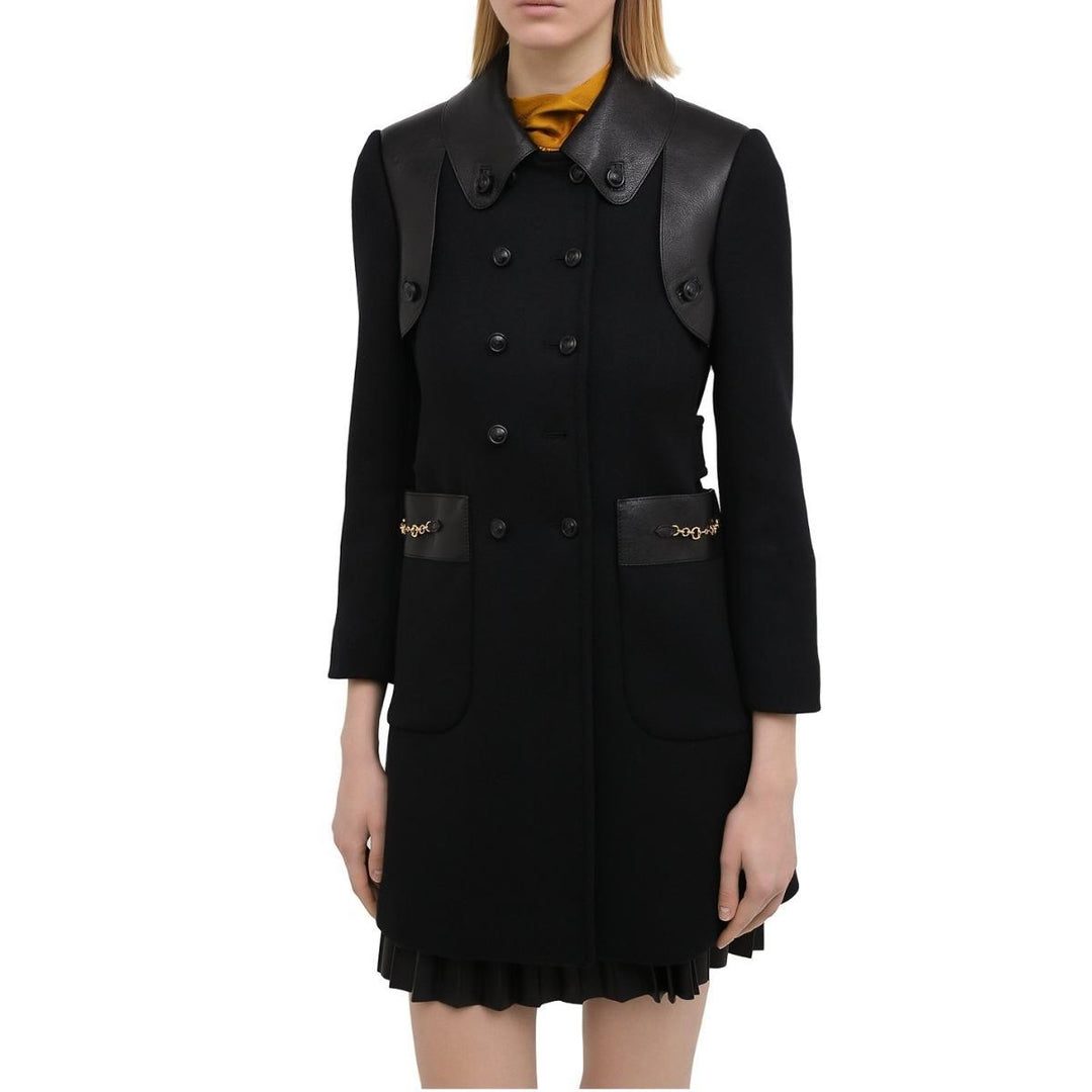Horsebit-detail Double-breasted Wool Coat