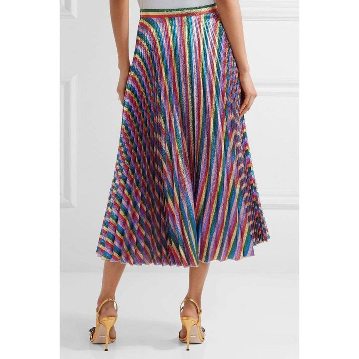 Iridescent Bow Lurex Pleated Skirt