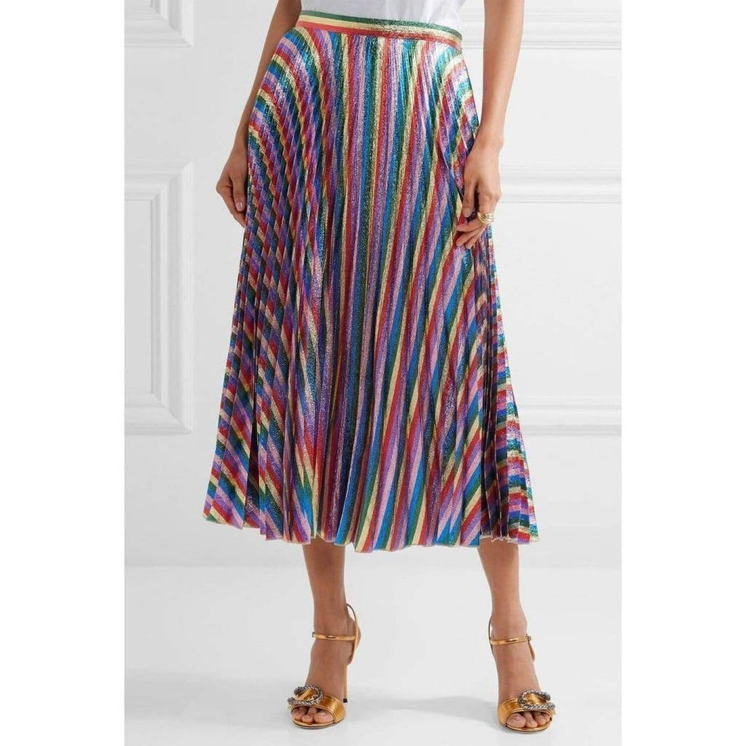 Iridescent Bow Lurex Pleated Skirt