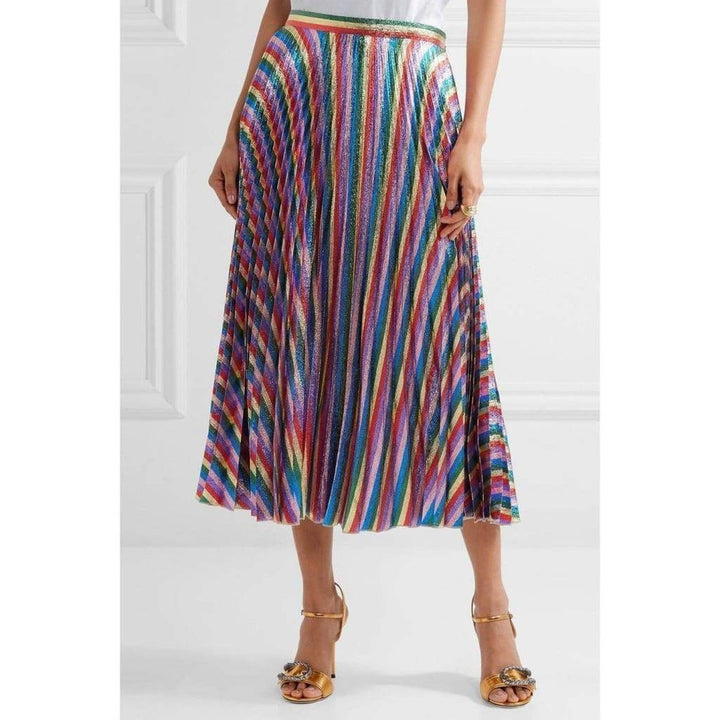 Iridescent Bow Lurex Pleated Skirt