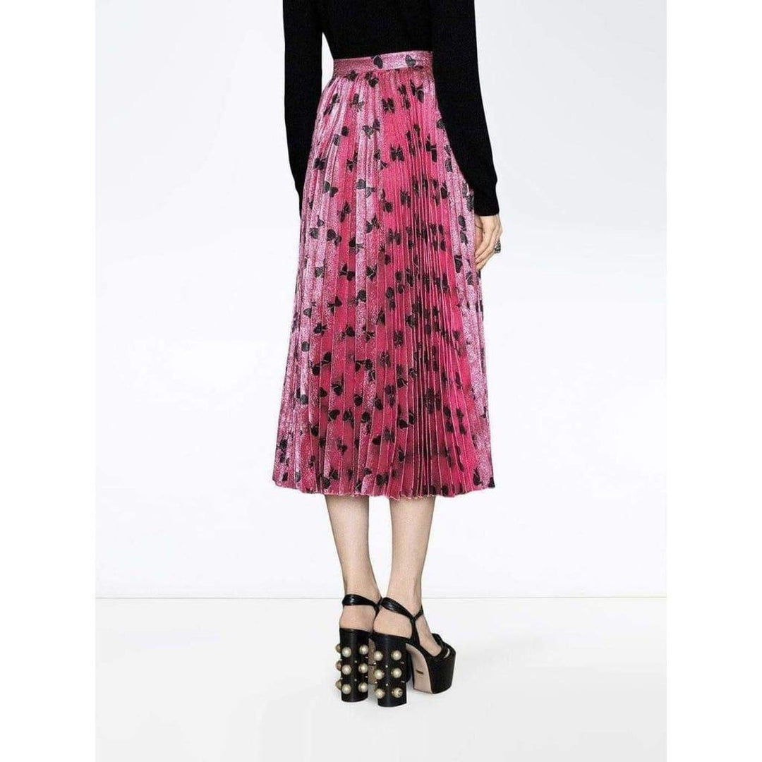 Iridescent Bow Lurex Pleated Skirt