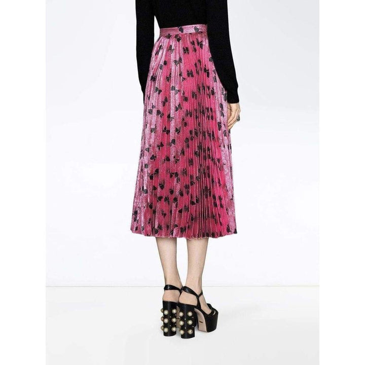 Iridescent Bow Lurex Pleated Skirt