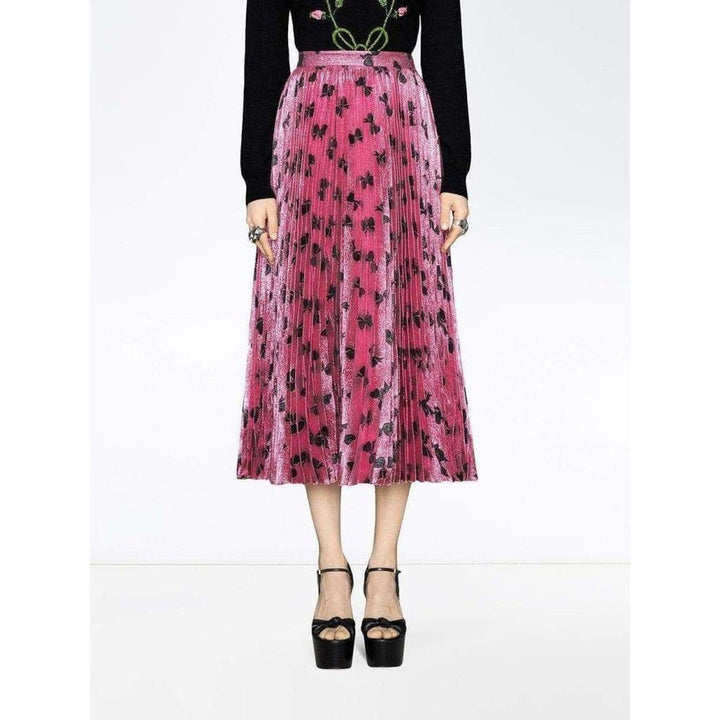 Iridescent Bow Lurex Pleated Skirt