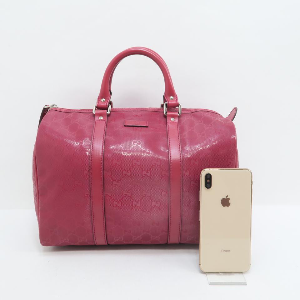 G*G Joy Boston Bag Gg Imprimé Deepred Coated Canvas Tote
