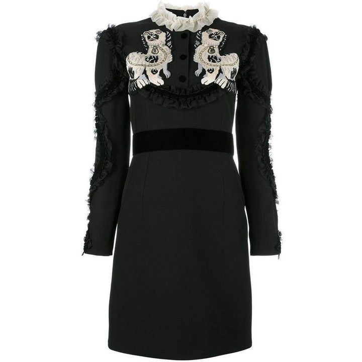 Gucci-King Spaniel Applique Dress - Runway Catalog
