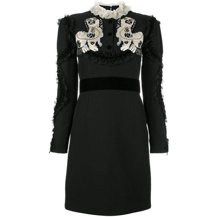 Gucci-King Spaniel Applique Dress - Runway Catalog