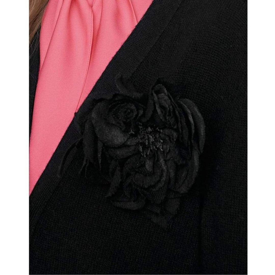 Wool Cardigan With Detachable Rose