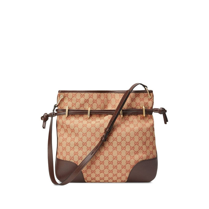 Leather and GG Supreme Fabric Shoulder Bag