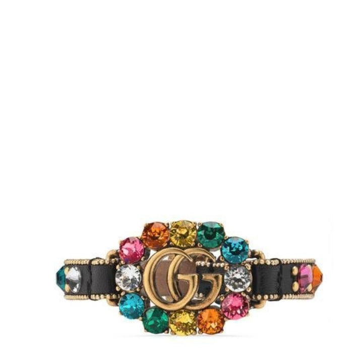 Gucci-Leather Bracelet with Double G - Runway Catalog