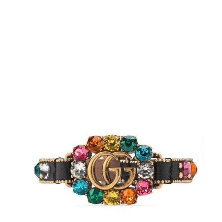 Gucci-Leather Bracelet with Double G - Runway Catalog