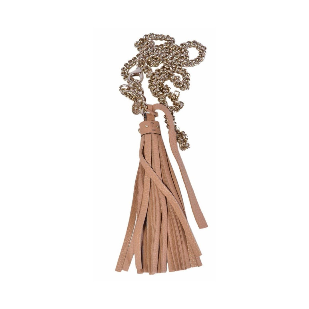 Gucci Leather Tassel GG Gold Chain Camelia Beige Belt Size (36/90) 388992