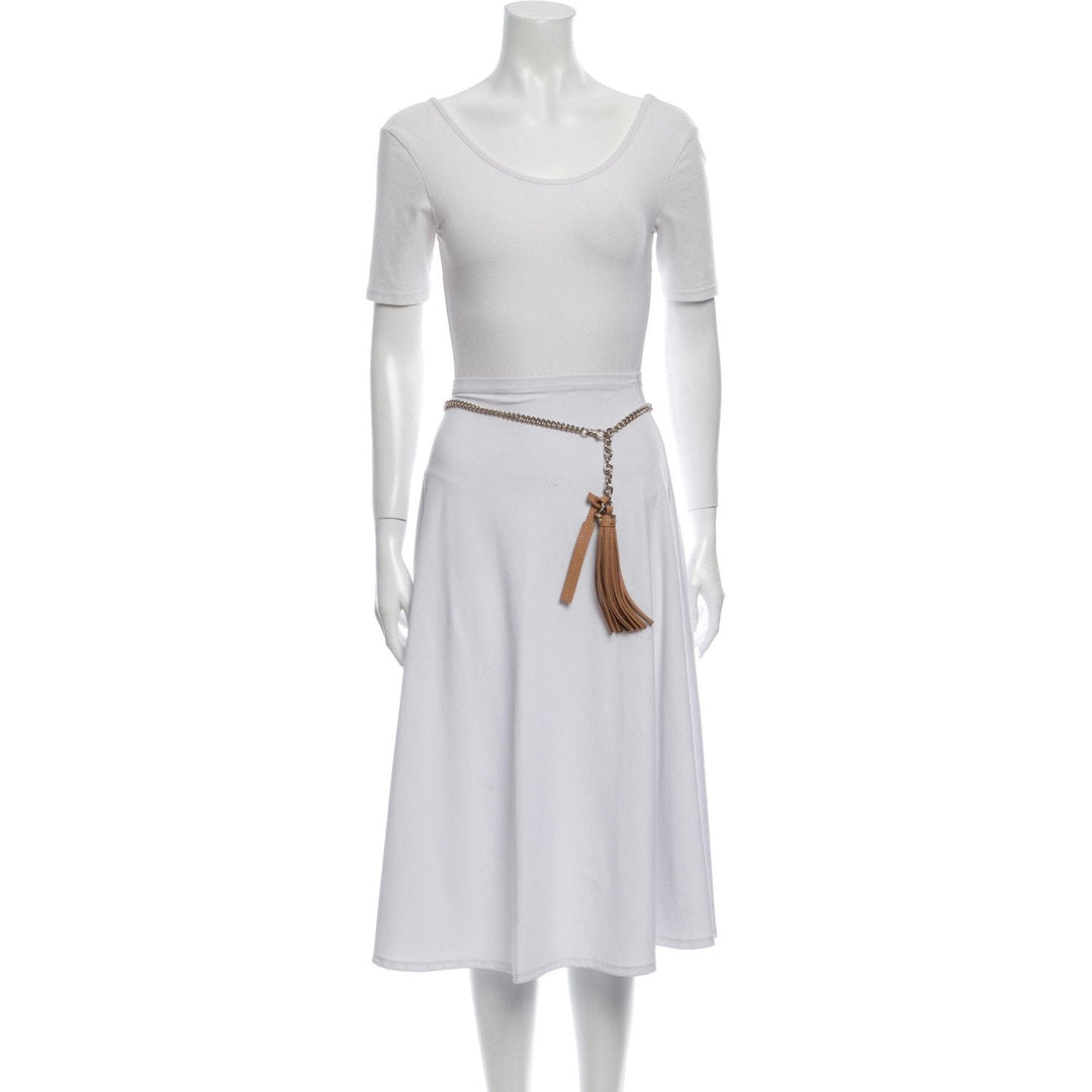 Gucci Leather Tassel GG Gold Chain Camelia Beige Belt Size (36/90) 388992