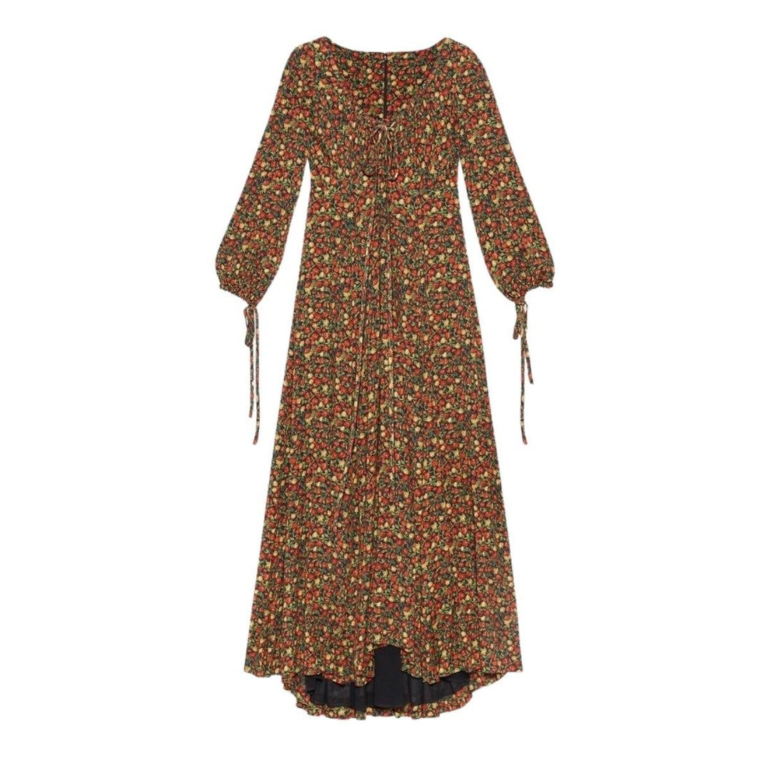 Gucci-Liberty-print Crepe Maxi Dress in Brown Print - Runway Catalog