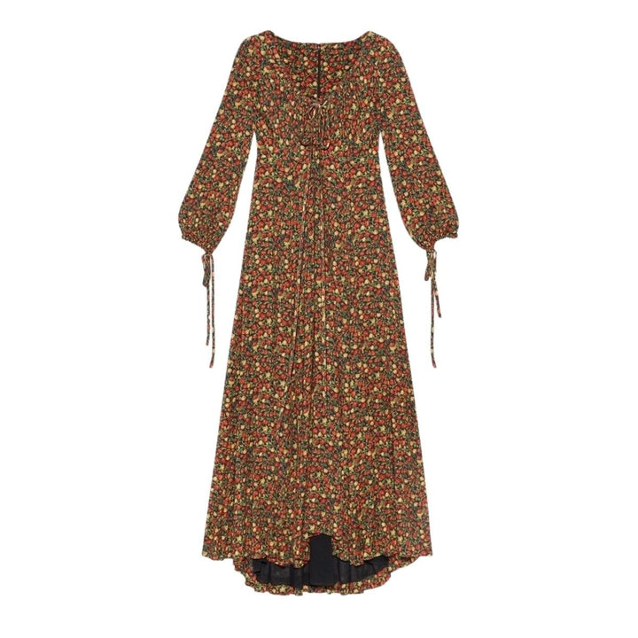 Gucci-Liberty-print Crepe Maxi Dress in Brown Print - Runway Catalog