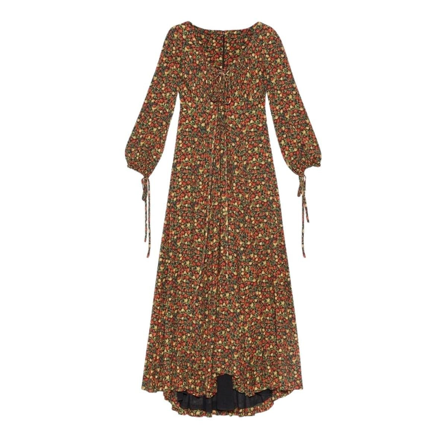 Gucci-Liberty-print Crepe Maxi Dress in Brown Print - Runway Catalog
