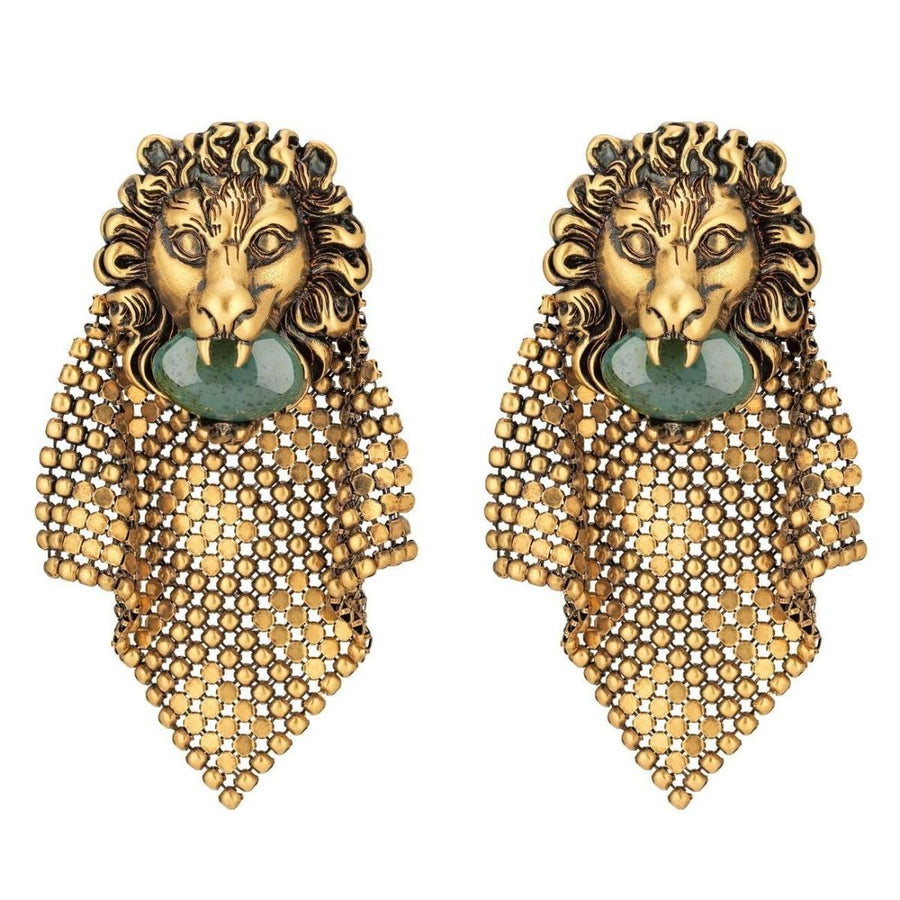Gucci-Lion Head Mesh Earrings - Runway Catalog