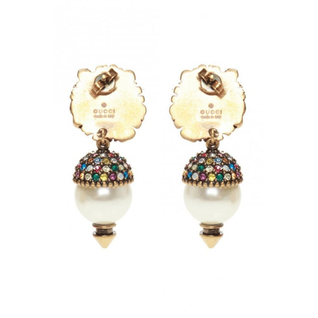 Lion Head Pearl Drop Earrings