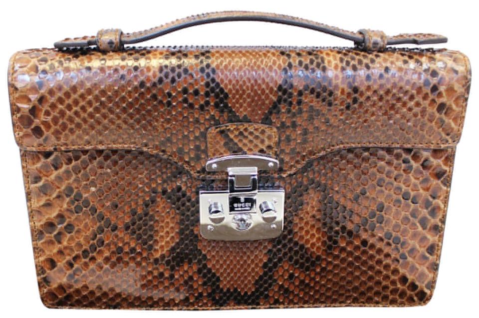 G*G Lock Python Leather Small Top Handle Satchel 331823 Tote