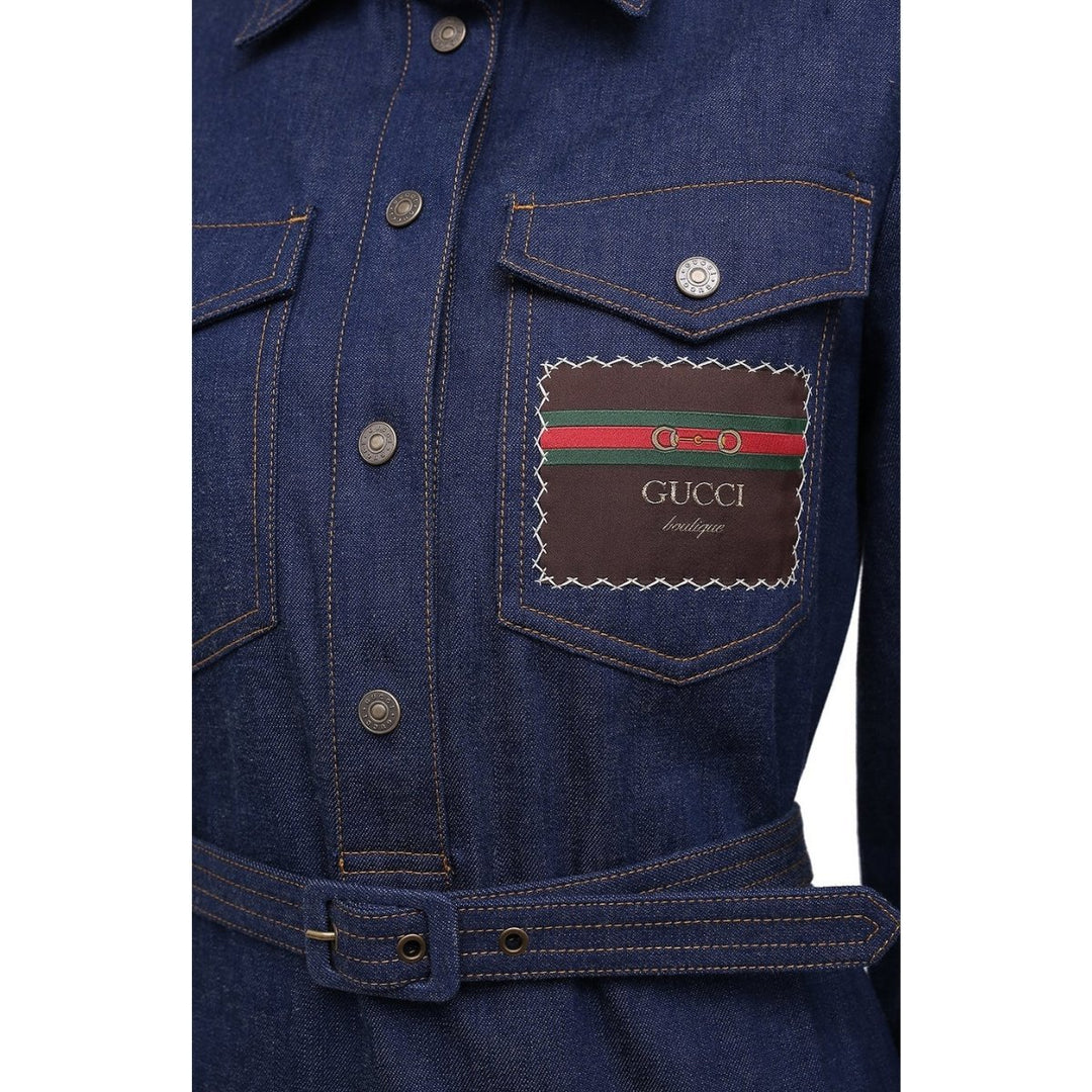 Logo Embroidered Denim Dress
