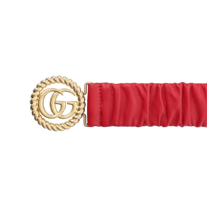 Gucci Marmont GG Red Leather Strectch Belt Size 95/38 602074