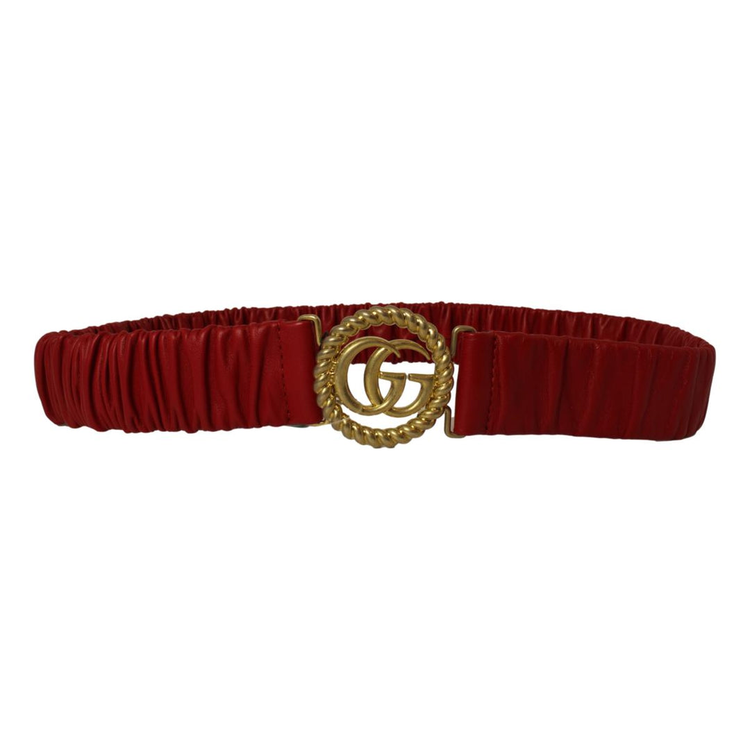 Gucci Marmont GG Red Leather Strectch Belt Size 95/38 602074