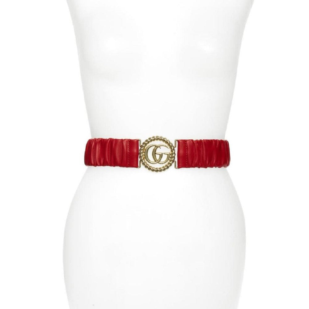 Gucci Marmont GG Red Leather Strectch Belt Size 95/38 602074