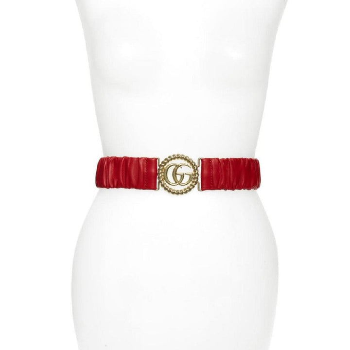 Gucci Marmont GG Red Leather Strectch Belt Size 95/38 602074