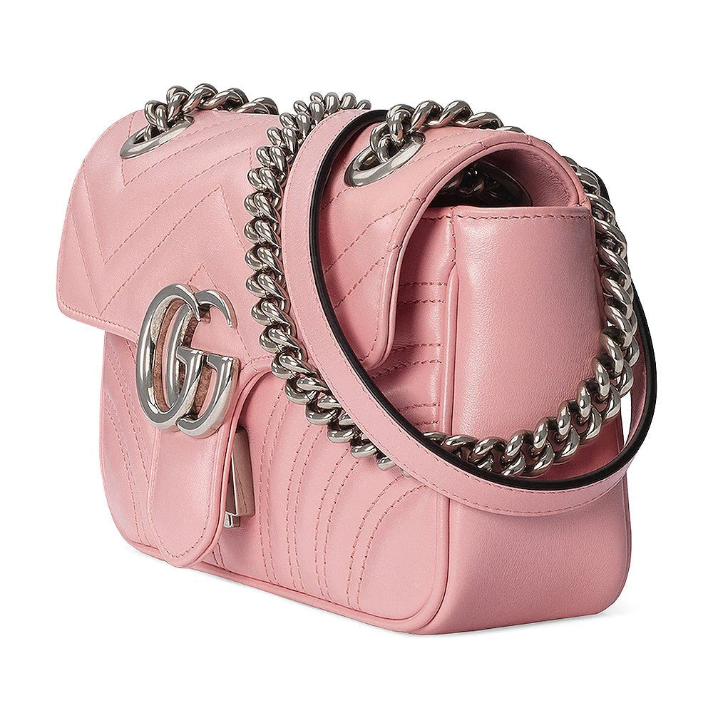 Gucci Marmont Wild Rose Leather Matelasse Mini Shoulder Bag 446744