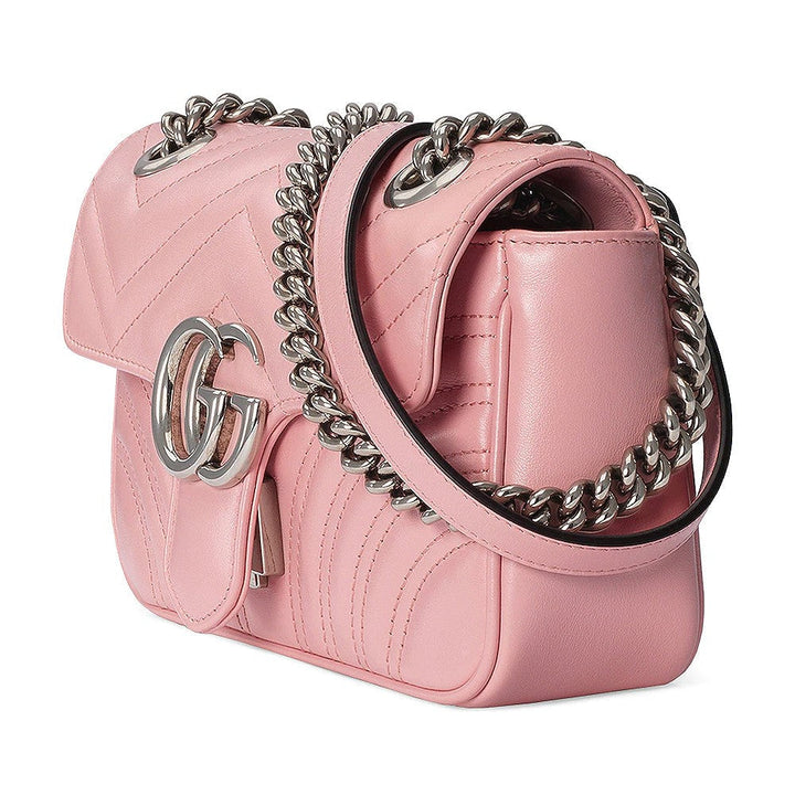Gucci Marmont Wild Rose Leather Matelasse Mini Shoulder Bag 446744