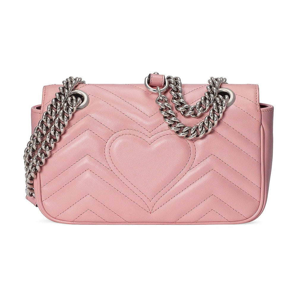 Gucci Marmont Wild Rose Leather Matelasse Mini Shoulder Bag 446744
